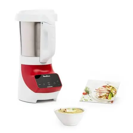 [00995092] Soepmaker MOULINEX LM924500 SOUP&PLUS wit/rood 3.programma's 1100W 2L